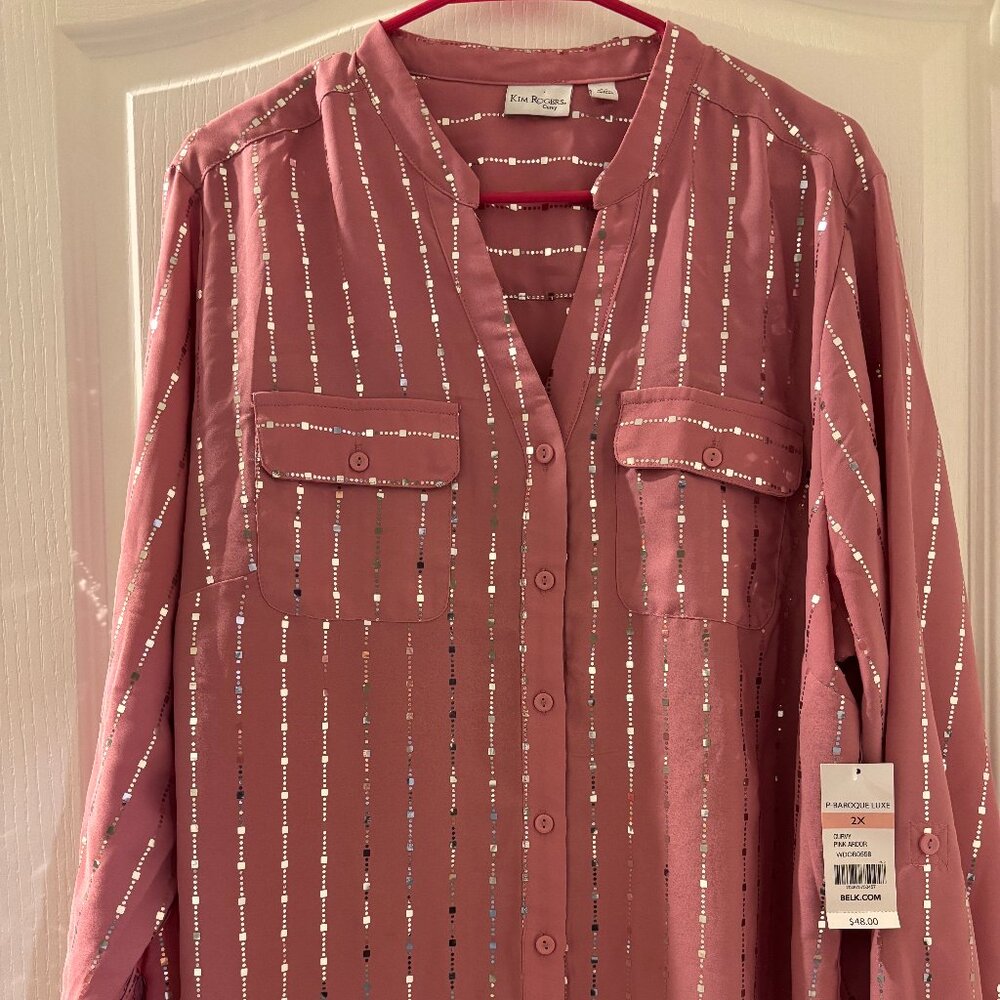 Kim Rogers Curvy Button-Down Blouse | Size 2X | NWT